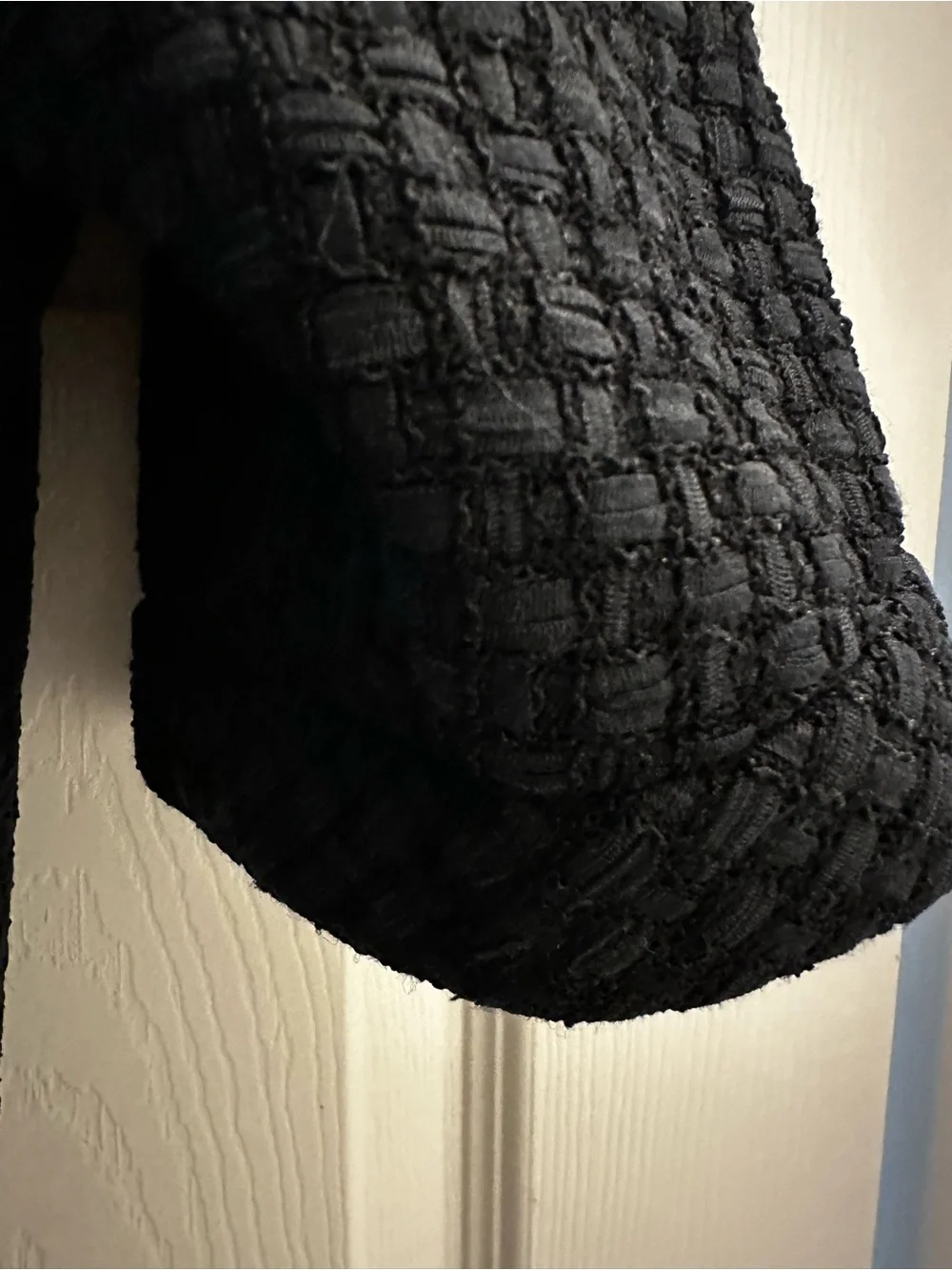 CHANEL Black Textured Short-Sleeve Double-Breasted Jacket